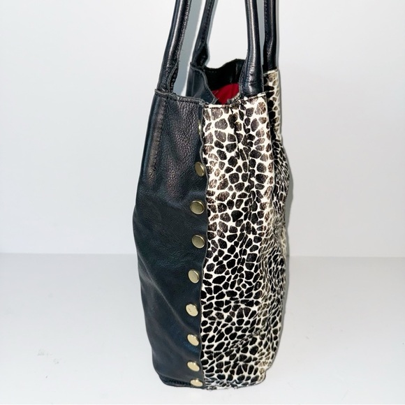 Hammitt Oliver Calf Hair Tote Medium Dapple Black Leather Handbag MobWife - Picture 8 of 16